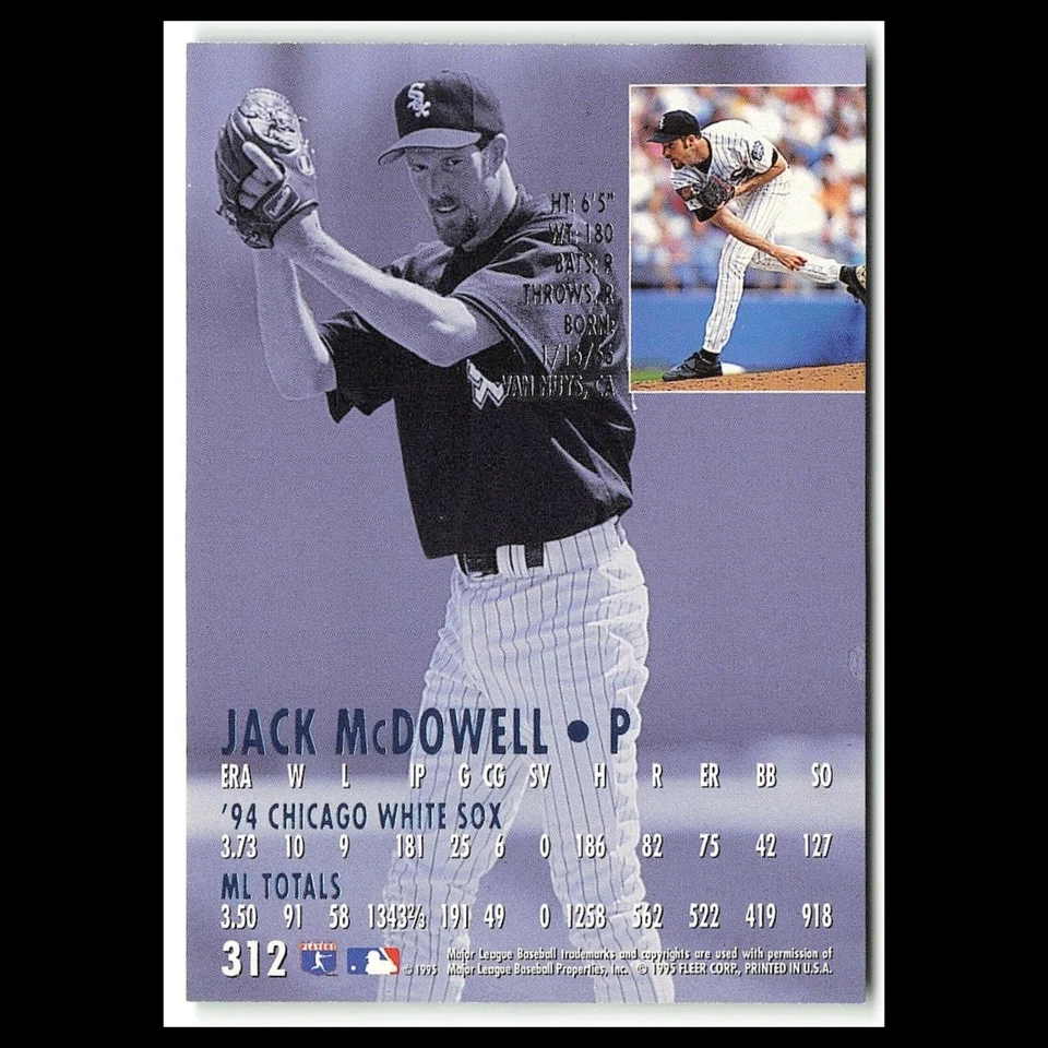 Jack McDowell #312 1995 Fleer Ultra New York Yankees Baseball Card MLB NM - Image 2 of 3