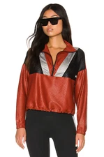 KORAL Copper Black Silver Sheen Front 1/2 Zip Sphere Netz Sport Jacket Top S