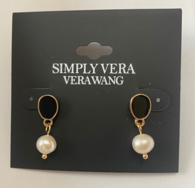Simply Vera by Vera Wang Black Enamel Freshwater Pearl Drop