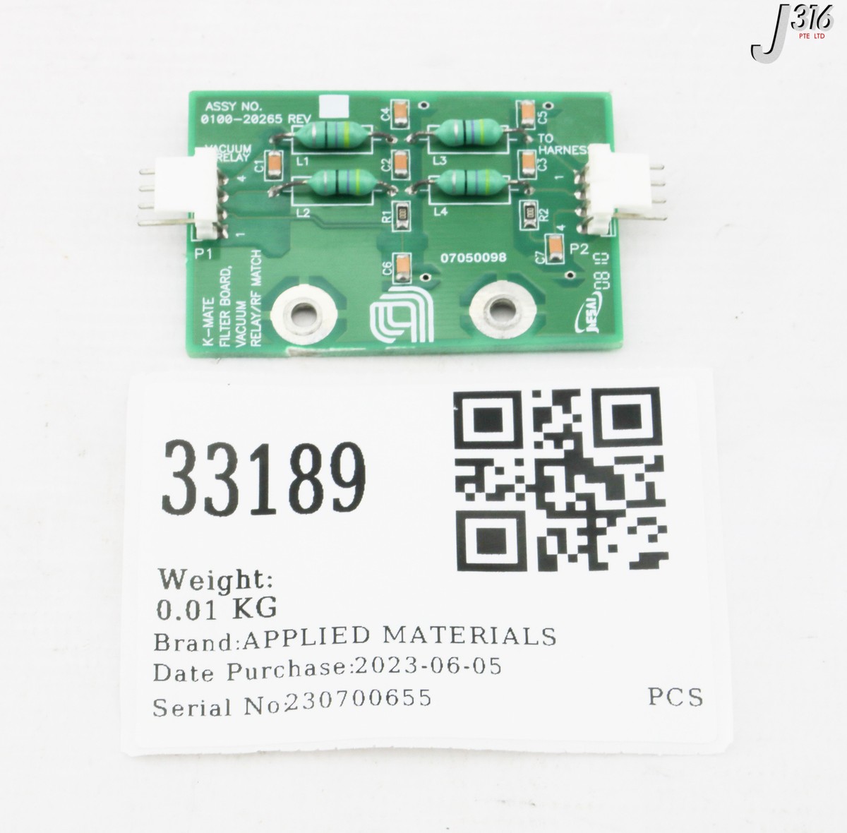 33189 APPLIED MATERIALS PCB, FILTER BOARD VACUUM RELAY 0100-20265