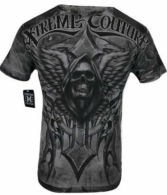 #ad Xtreme Couture Affliction Men#x27;s T Shirt LAST SCREAM Gray Tattoo Biker S 5XL $27.95