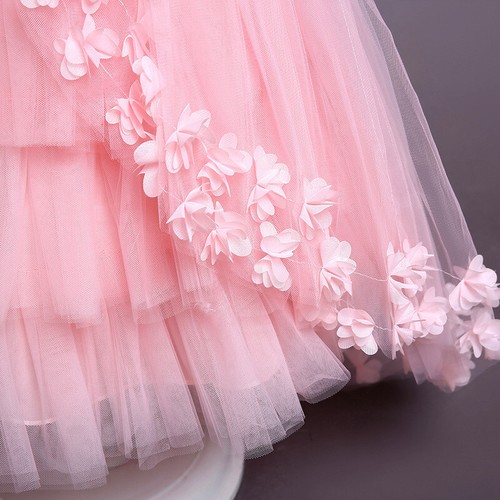 Kids Flower Girls Princess Bridesmaid Party Tulle Dress Pageant Prom Ball Gown - Picture 33 of 37