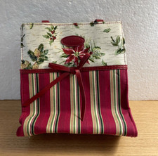 Longaberger Tote Bag Holiday Stripe Botanical Pattern Poinsettia Gift Bag Purse
