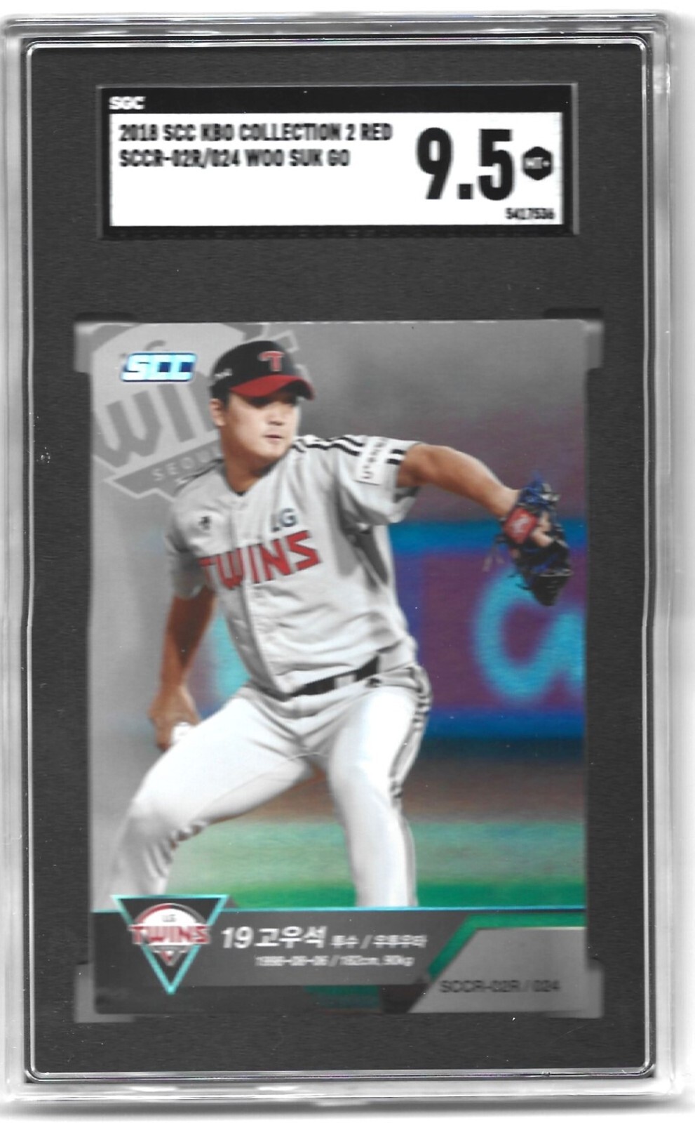 Scc Card 2018 SCC KBO Collection 2 Red #SCCR-02R/024 WOO SUK GO RC SGC 9.5 MINT+ ...