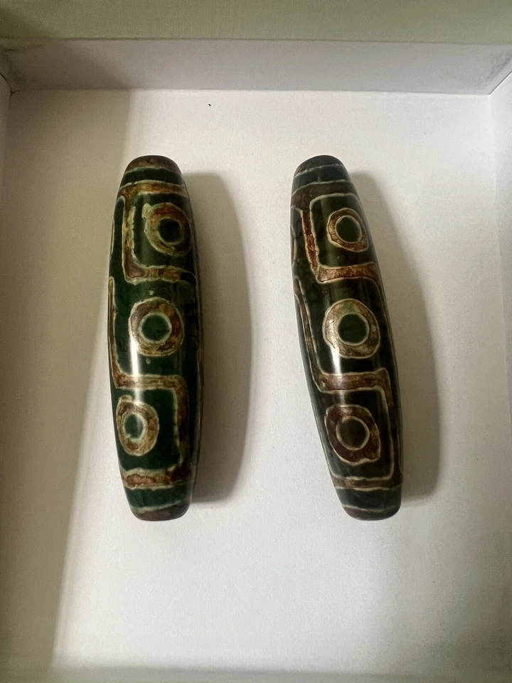 Tibetan Agate Barrel Drum Cylinder Tube 55 Mm Beads - Image 2 of 4