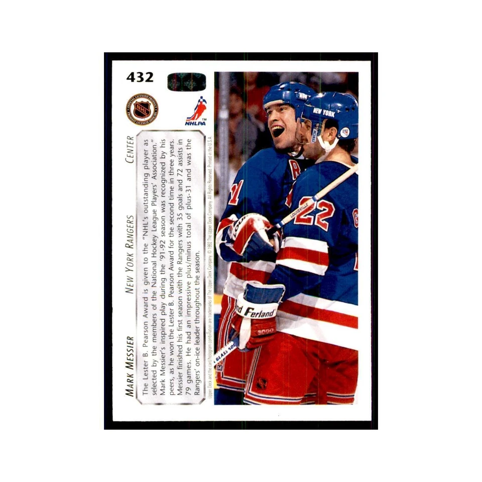 1992 Upper Deck Mark Messier Hockey Cards #432 - Image 2 of 3