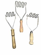 Lot of 3 Vintage Wood Handle Potato Mashers Utensils Farmhouse/country /B47