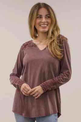 NWT Caite Alma Top Rust Rose Knit Cuff Kyla Seo Love Karyn Embroidered S Small