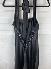 Jessica McClintock Womens Black Beaded Halter Neck Evening Maxi Dress Size 2 USA