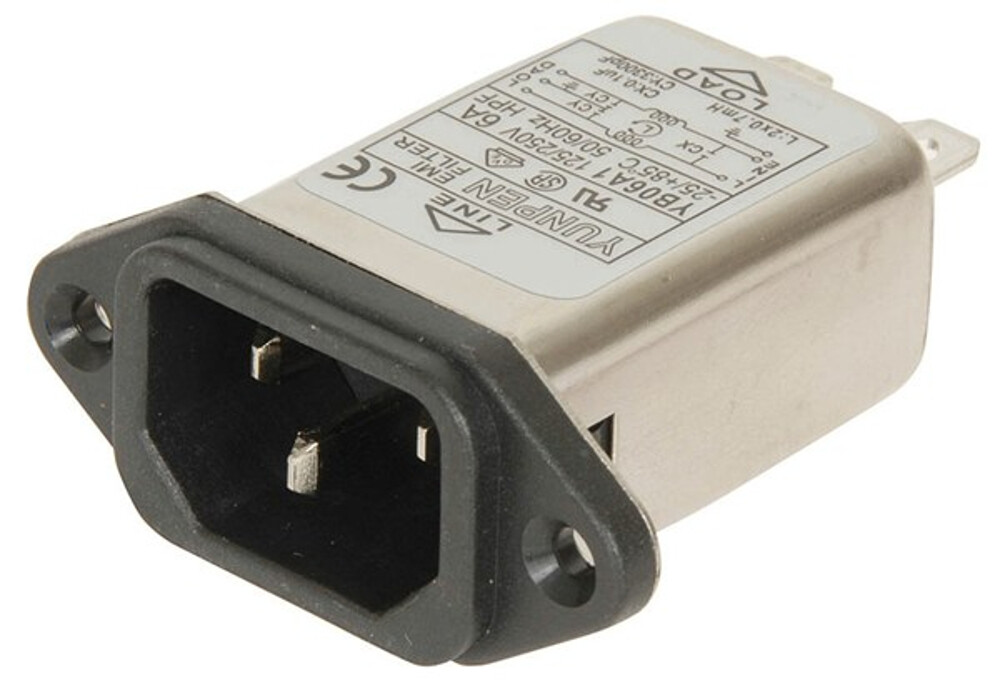 IEC EMI Power Line Filter 6 Amp standard IEC power line