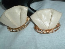 Vintage Pair of French Art Nouveau Creme Leather Shoe Clips