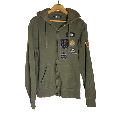 THE NORTH FACE Green Full Zip Hoodie Jacket Patches Tahoe / Geddesic HARD 2 FIND