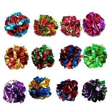 12 Pack 2 Inch Mylar Crinkle Balls for Cats Kittens Exercise Play Toys