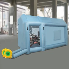 Blue Inflatable Paint Booth Motorcycle Paint Tent Spray Booth w/Blowers