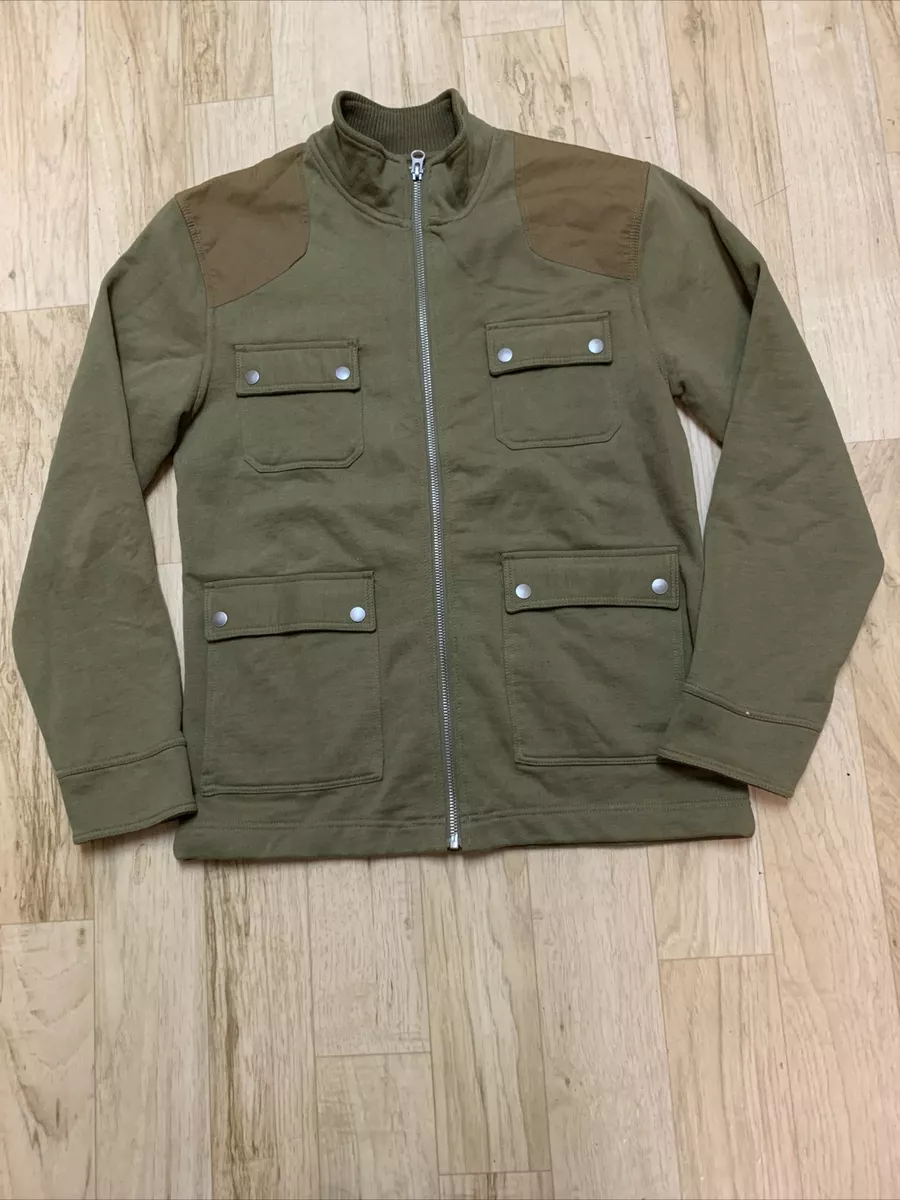 All Son Brand Olive Green Jacket Mens Size Medium Shoulder Patch Excellent