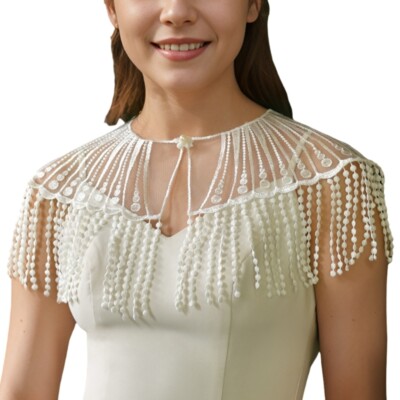 Embroidered Tassels Capelet Traditional Cloud Shoulder Evening Ceremony Shawl
