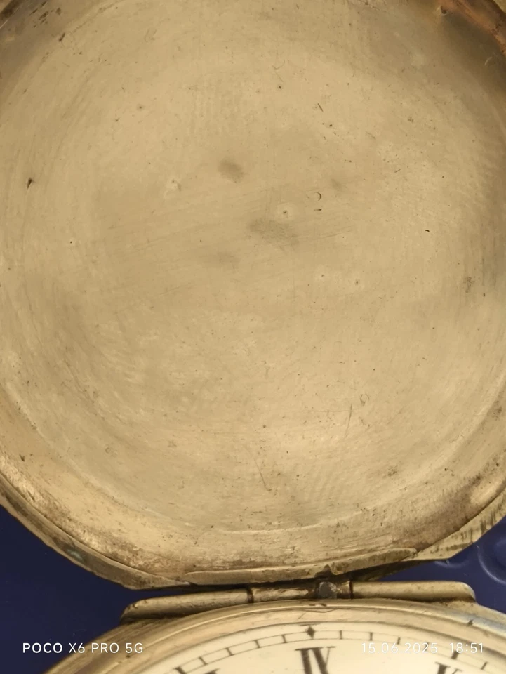 Pocket watcha with a picture of a horse nielloed metal Antique 52mm working. - Image 4 of 4