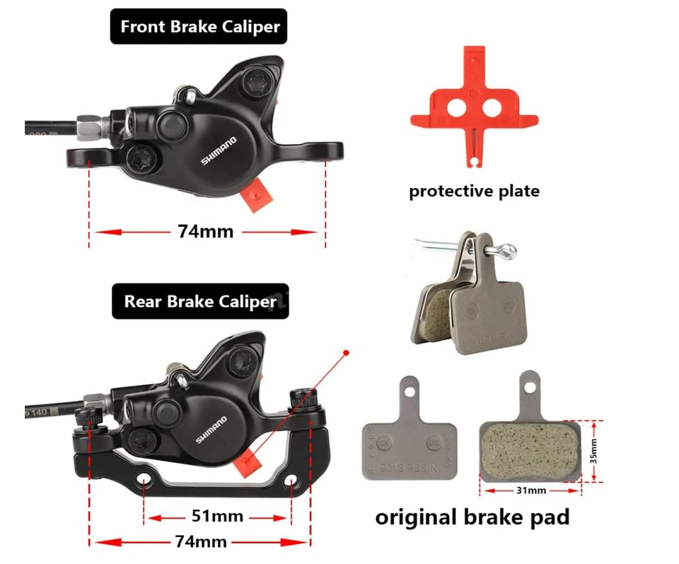 Shimano MT200 MTB Hydraulic Disc Brakes Set Left Front & Right Rear /W Calipers - Image 3 of 4