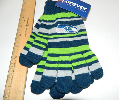 AS IS Pair New  Seattle Seahawks NFL Stretch Knit GLOVES OSFM tailgate Party