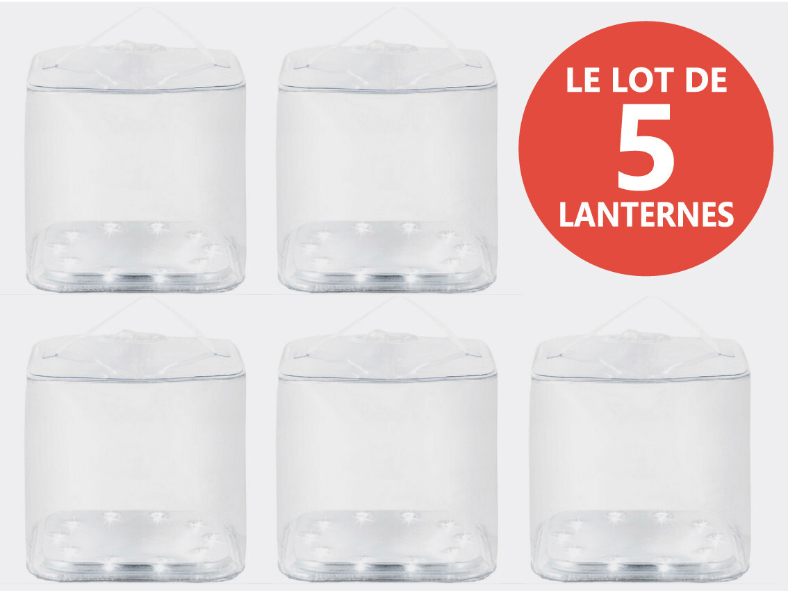 Lanterne solaire étanche carrée gonflable avec 3 modes d'éclairage blanc