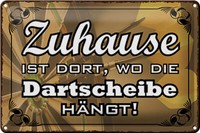 Blechschild Spruch 30X20Cm Zuhause Wo Die Dartscheibe HäNgt Deko Schild Tin Sign