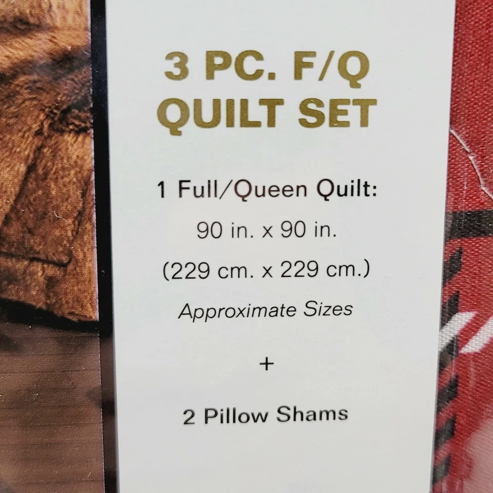 JUEGO DE EDREDÓN Y FARSA LODGE LIFE Queen de 3 piezas: cabina de alce pata de oso negro búfalo rojo Foto 2 de 4