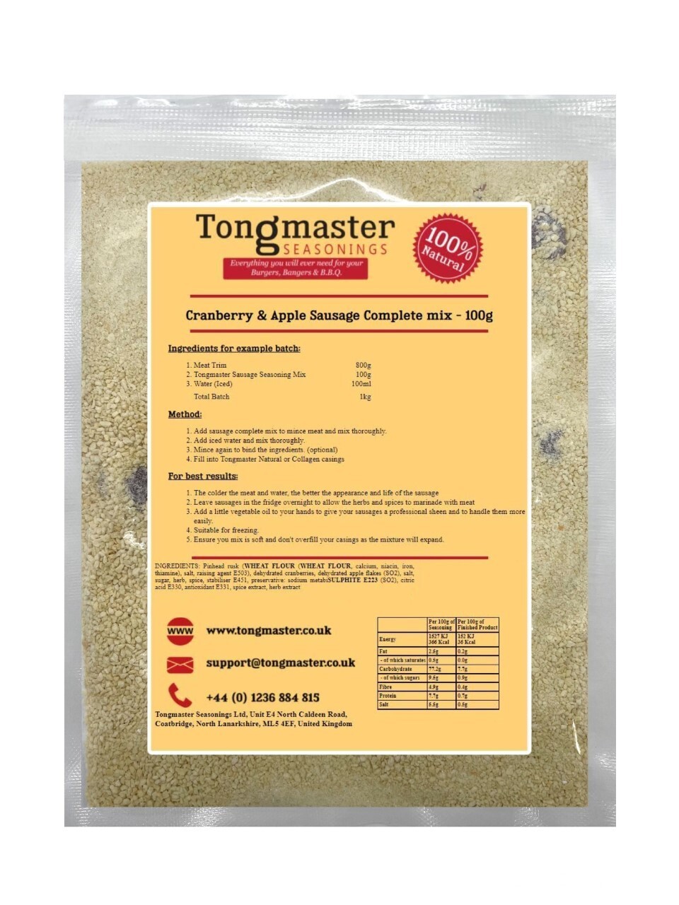 Cranberry & Apple Sausage Complete Mix - 100g