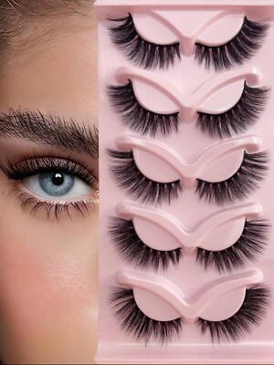 5 Paar Full Volume Slim Natural Eyelashes Cat Eye False Eyelash Fluffy & Soft