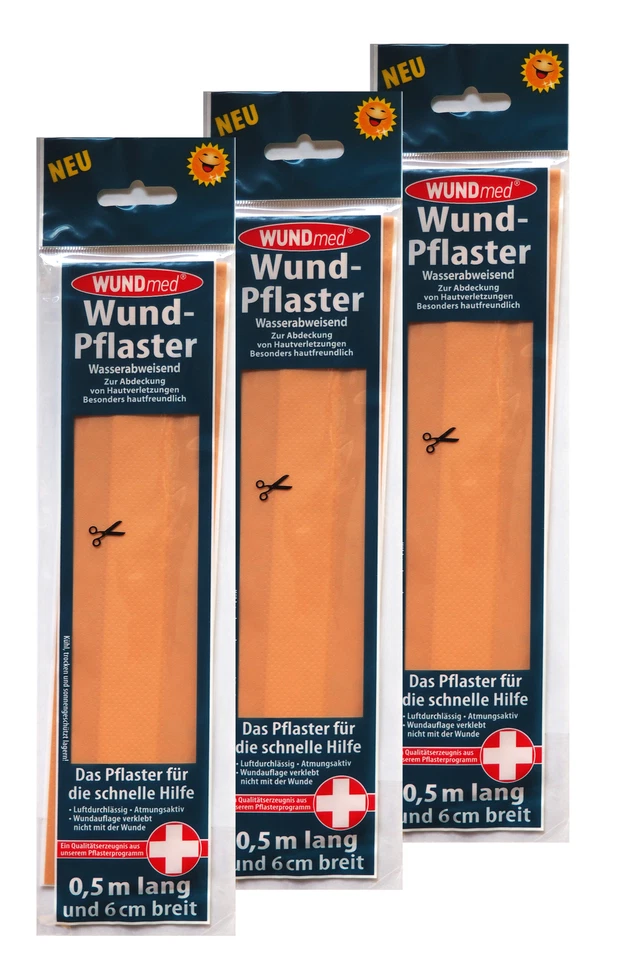 12 x WUNDmed Wundpflaster 0,5m x 6cm wasserabweisend, Heftpflaster, Wund-Verband - Bild 1 von 1