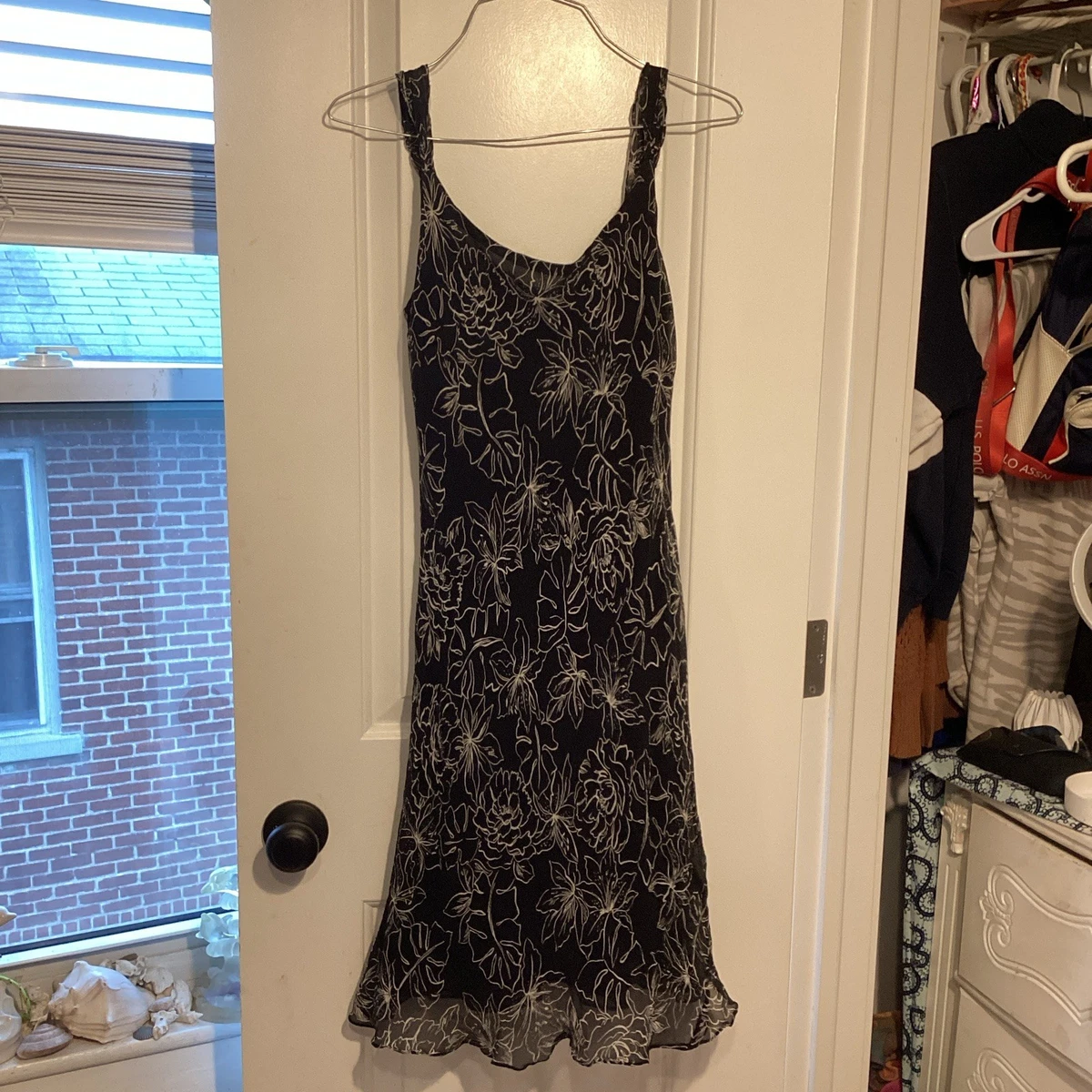 jones new york silk dress Jones New York Dress; Black Floral Silk Dress NWOT 4