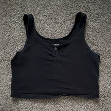 Wild Fable Black Cropped Activewear Tank Top Scoop Neck Sleeveless Size S