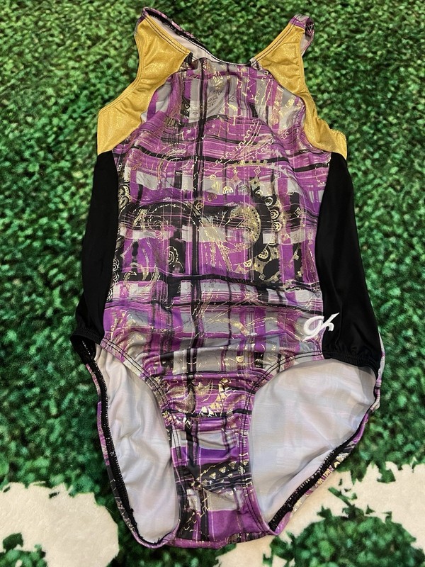 GK Sleeveless Purple Gold Black Gymnastics Leotard AXS Leotards & Unitards Style