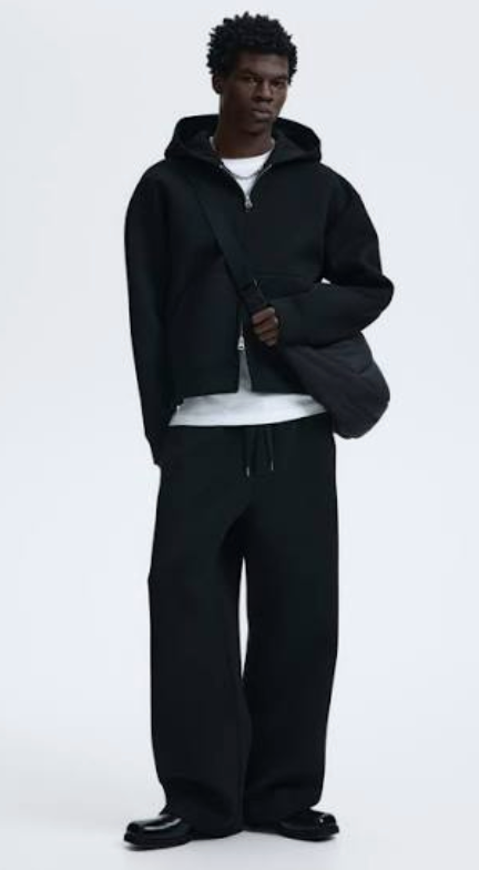 H&M Wide Leg Relaxed Slouch Sweat Pants - Black - Large