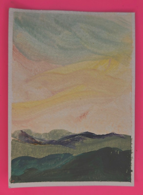 ACEO Original abstract landscape gouache pastel