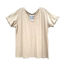 Jungmaven Paige V-neck T-shirt Oat Milk Beige Hemp Organic Cotton Large NWT