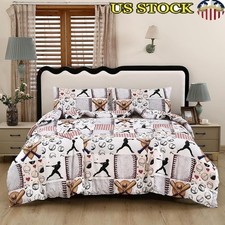 Baseball Twin Bedding Set Comforter Pillowcases Sports Bedroom Decor Gifts New