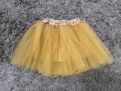 Kirei Sui Solid Gold Color Tutu Skirt Lined Ballet Dress Girls 2 Layer Petticoat