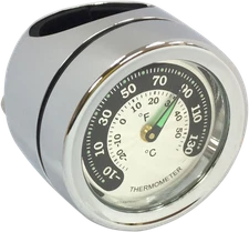 Drag Specialties Chrome 1.25" Handlebar Mount Thermometer Temp Gauge for Harley