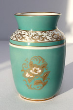 Vase Reichenbach Blumen VEB Barock DDR Blüten Vintage Porzellan Türkis Gold Rar