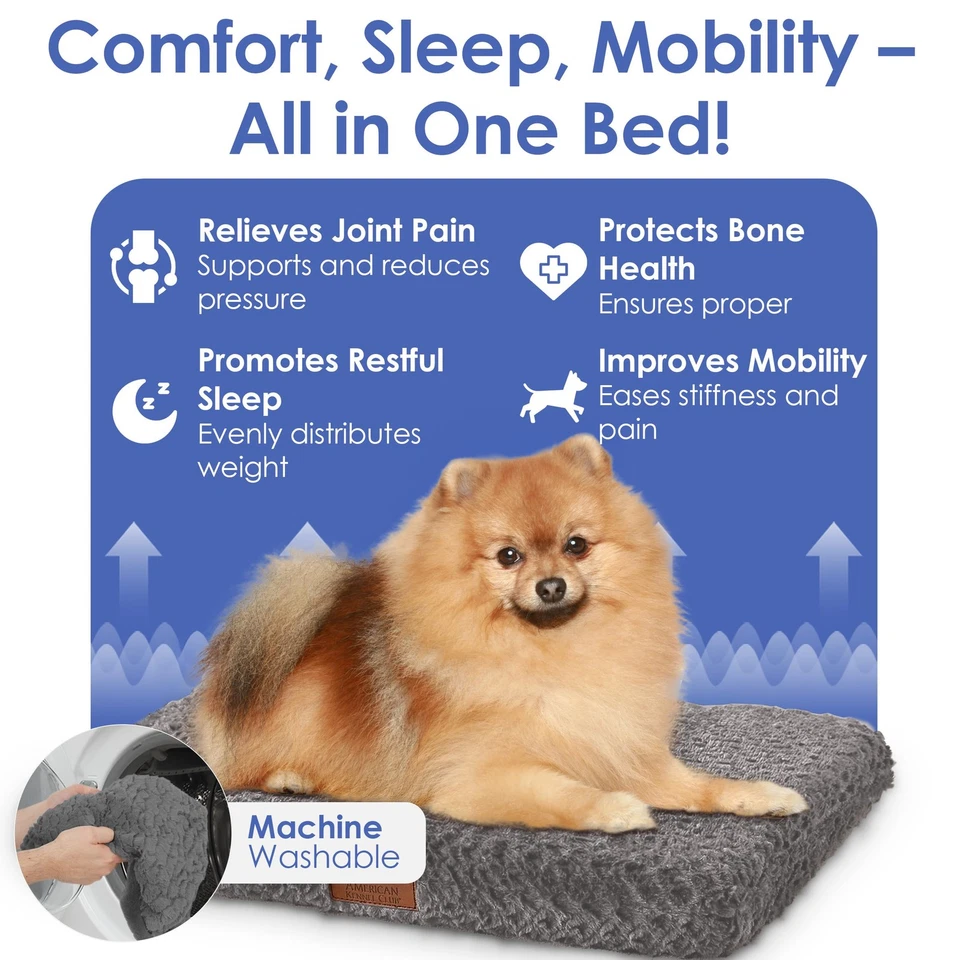 Orthopedic Memory Foam Dog Crate Mat, Egg Crate Foam Cushion, Washable Cover,... - Image 3 of 4