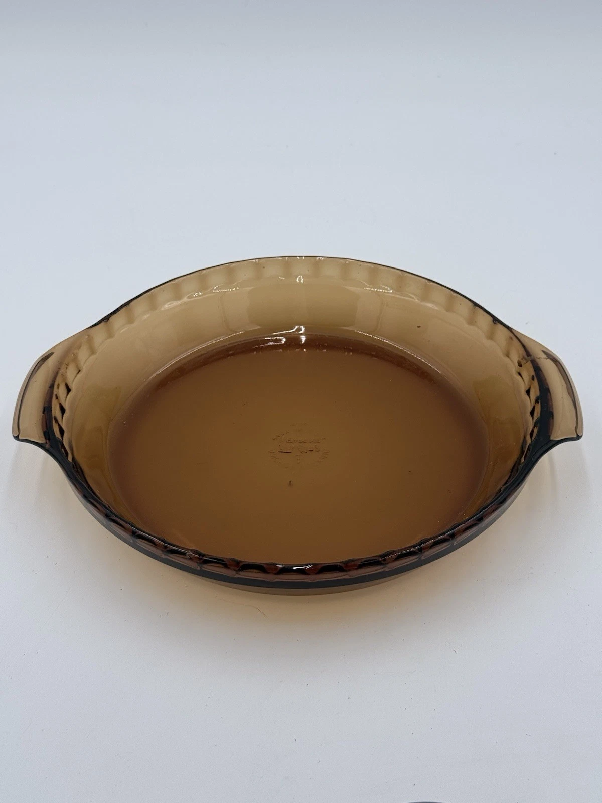 Amber Fire King Baking Ovenware #470 Fluted 10" Pie Plate Dish Glass