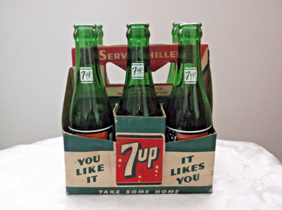 Vintage 7 Up 6 Pack 7 oz. Bottles Swimsuit Bubble Girl, Binghamton & Syracuse NY