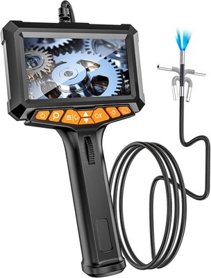 5FT Two-Way Articulating Borescope with Light, 5-inch IPS Screen
