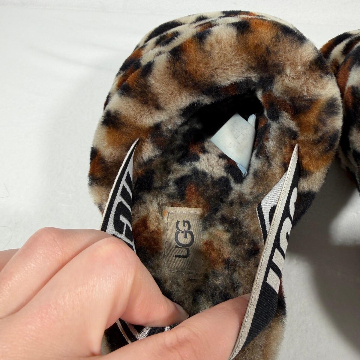 UGG Fluff Yeah Slide Leopard Print Fuzzy Slingback Sandals