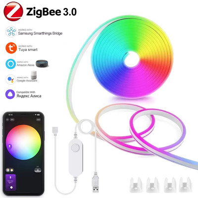 USB Zigbee RGB Neon LED Strip Tuya Smart Waterproof Alexa Compatible