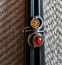 Baltic Amber 925 Sterling Silver Ring Size 6 1/2
