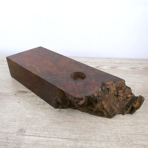VTG Burl Wood Live Edge Block Carved Knot Base Clock Candle Holder Craft