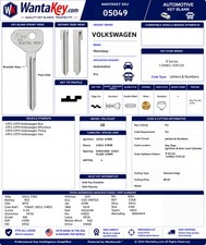 1971-1979 Volkswagen Bus Key Blank Vw71a V29 V81v Vor Vw5 Wk05049