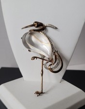 Rare Crown Trifari Alfred Philippe Heron Lucite Jelly Belly Brooch 