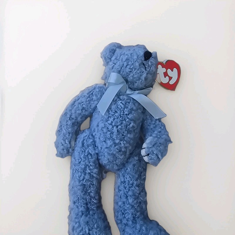 TY Attic Treasures Collection "Bluebeary" 1993 Blue Stuffed Bear